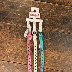 Cat & Jack Kids' Belt Trio - Pink, White, and Blue